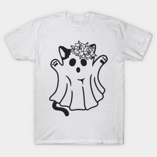 Funny Boo Ghost Cat Halloween T-Shirt